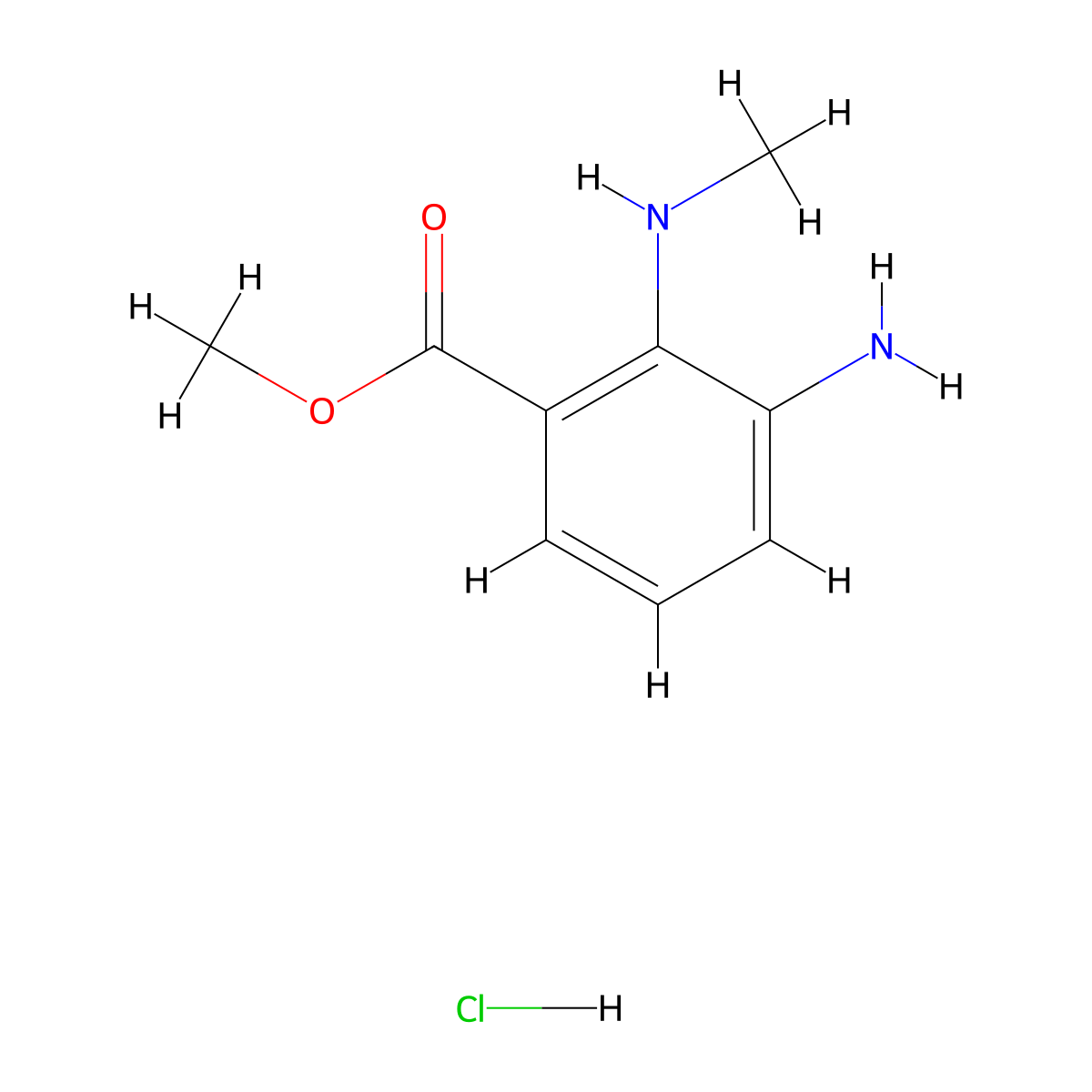 Methyl 3-amino-2-(methylamino)benzoate hydrochloride molecular structure, CAS 2138136-21-5