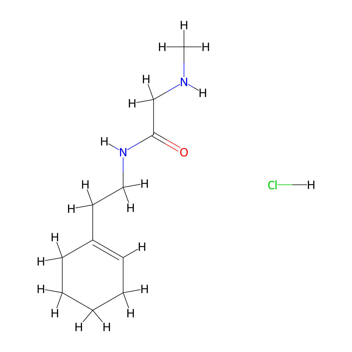 N-[2-(cyclohex-1-en-1-yl)ethyl]-2-(methylamino)acetamide hydrochloride molecular structure, CAS 2138137-96-7