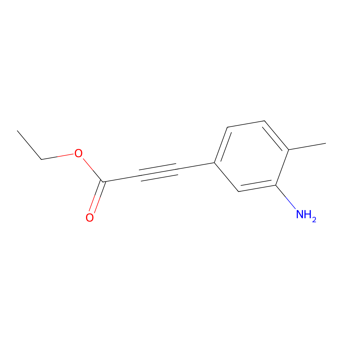 Ethyl 3-(3-amino-4-methylphenyl)prop-2-ynoate molecular structure, CAS 2138138-54-0