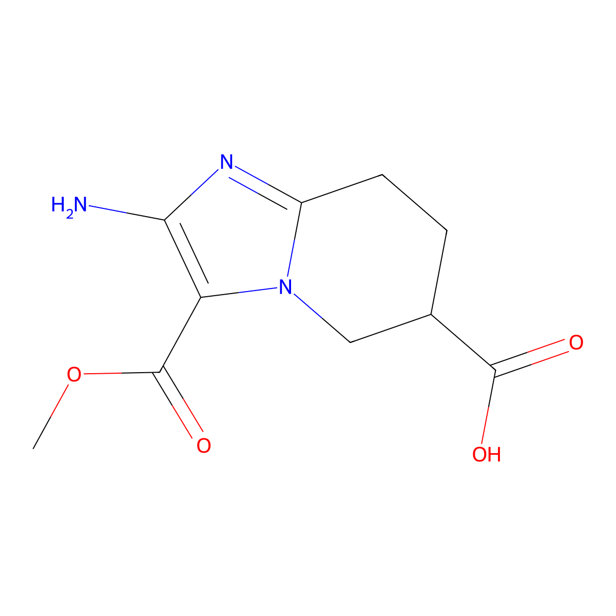 2-amino-3-(methoxycarbonyl)-5H,6H,7H,8H-imidazo(1,2-a)pyridine-6-carboxylic acid molecular structure, CAS 2138138-85-7