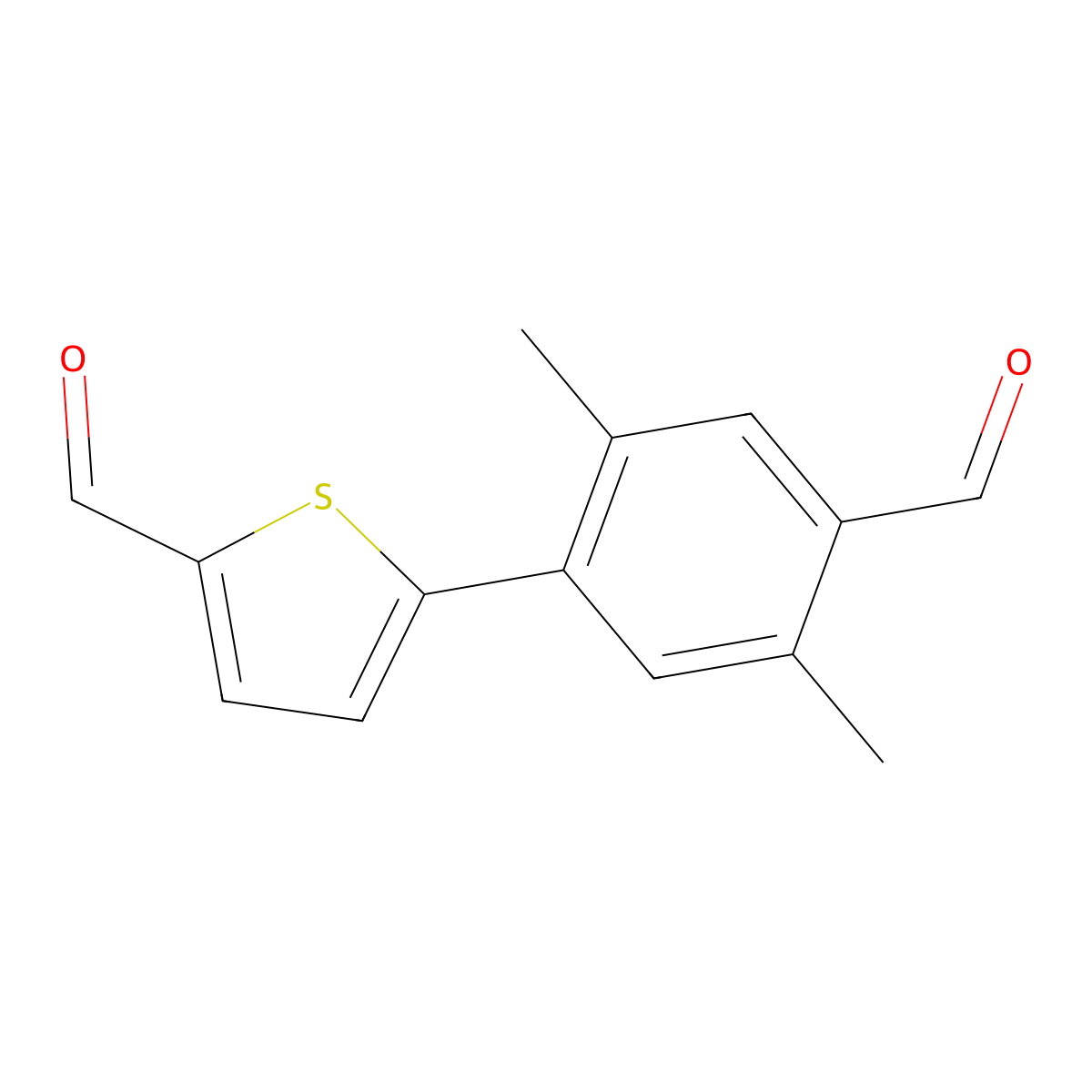 5-(4-Formyl-2,5-dimethylphenyl)thiophene-2-carbaldehyde molecular structure, CAS 2138139-40-7