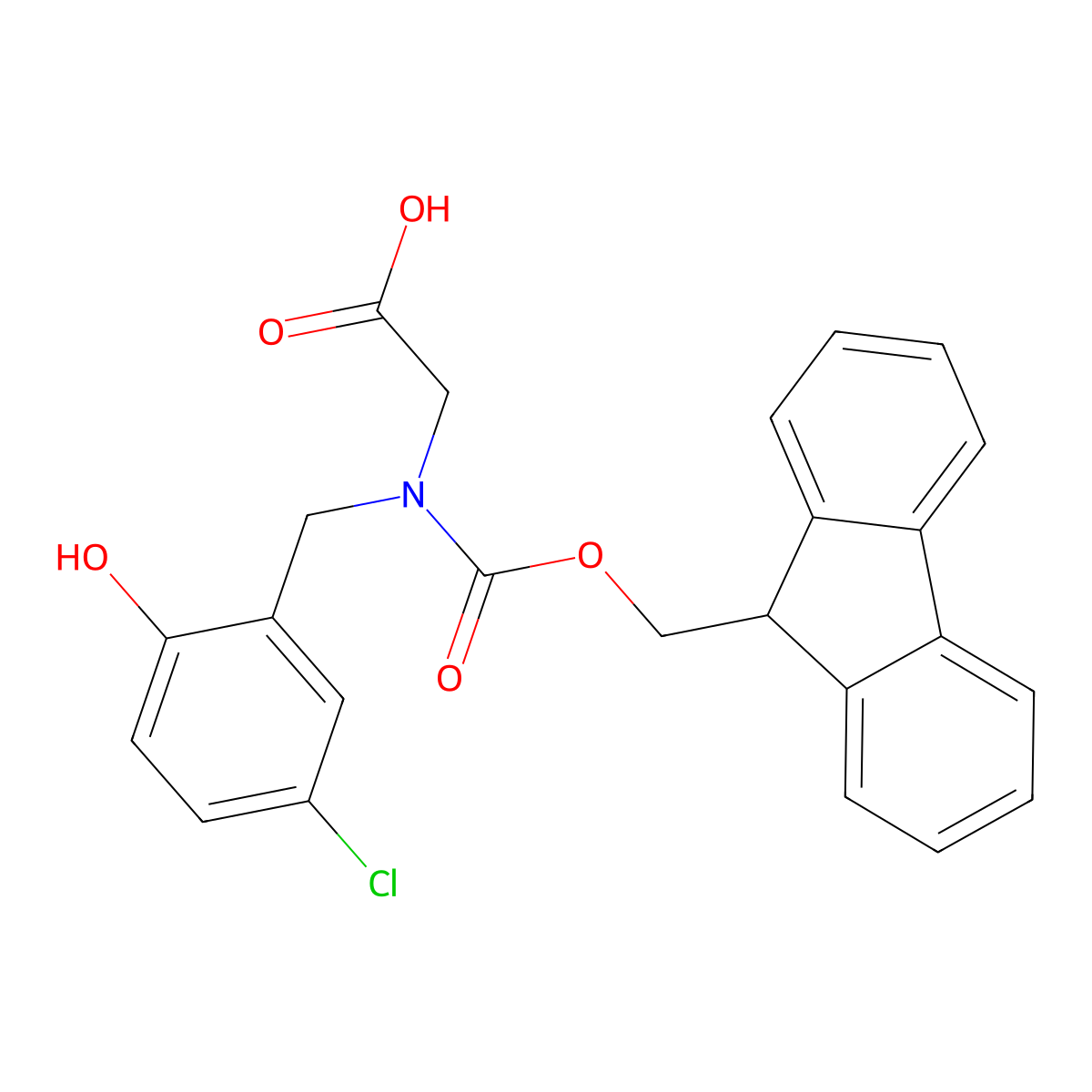 2-{[(5-chloro-2-hydroxyphenyl)methyl]({[(9H-fluoren-9-yl)methoxy]carbonyl})amino}acetic acid molecular structure, CAS 2138140-75-5
