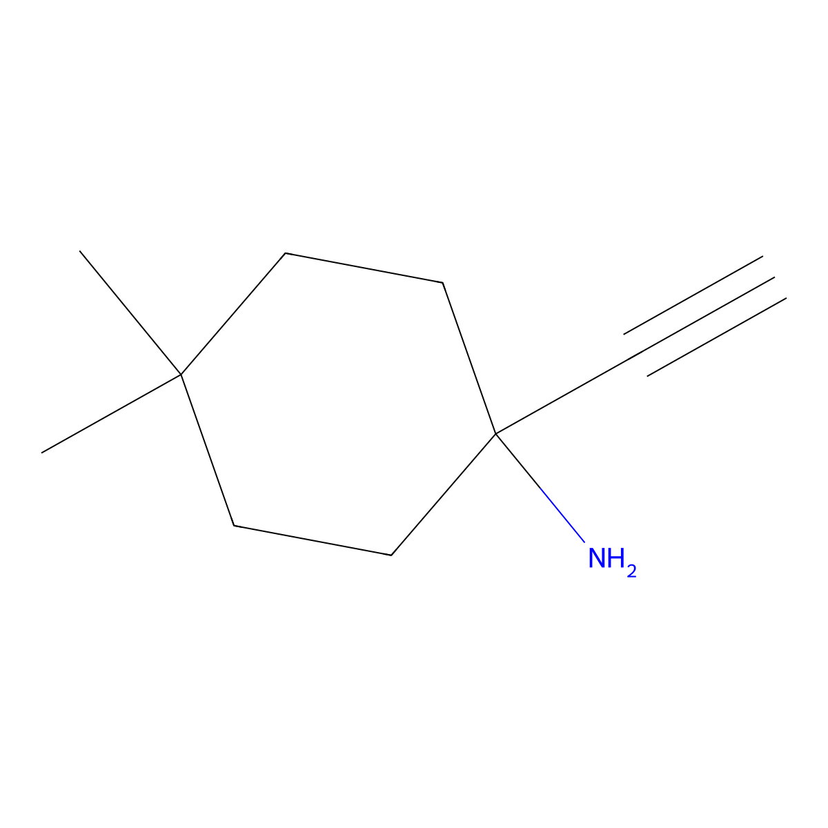 1-Ethynyl-4,4-dimethylcyclohexan-1-amine molecular structure, CAS 2138142-43-3