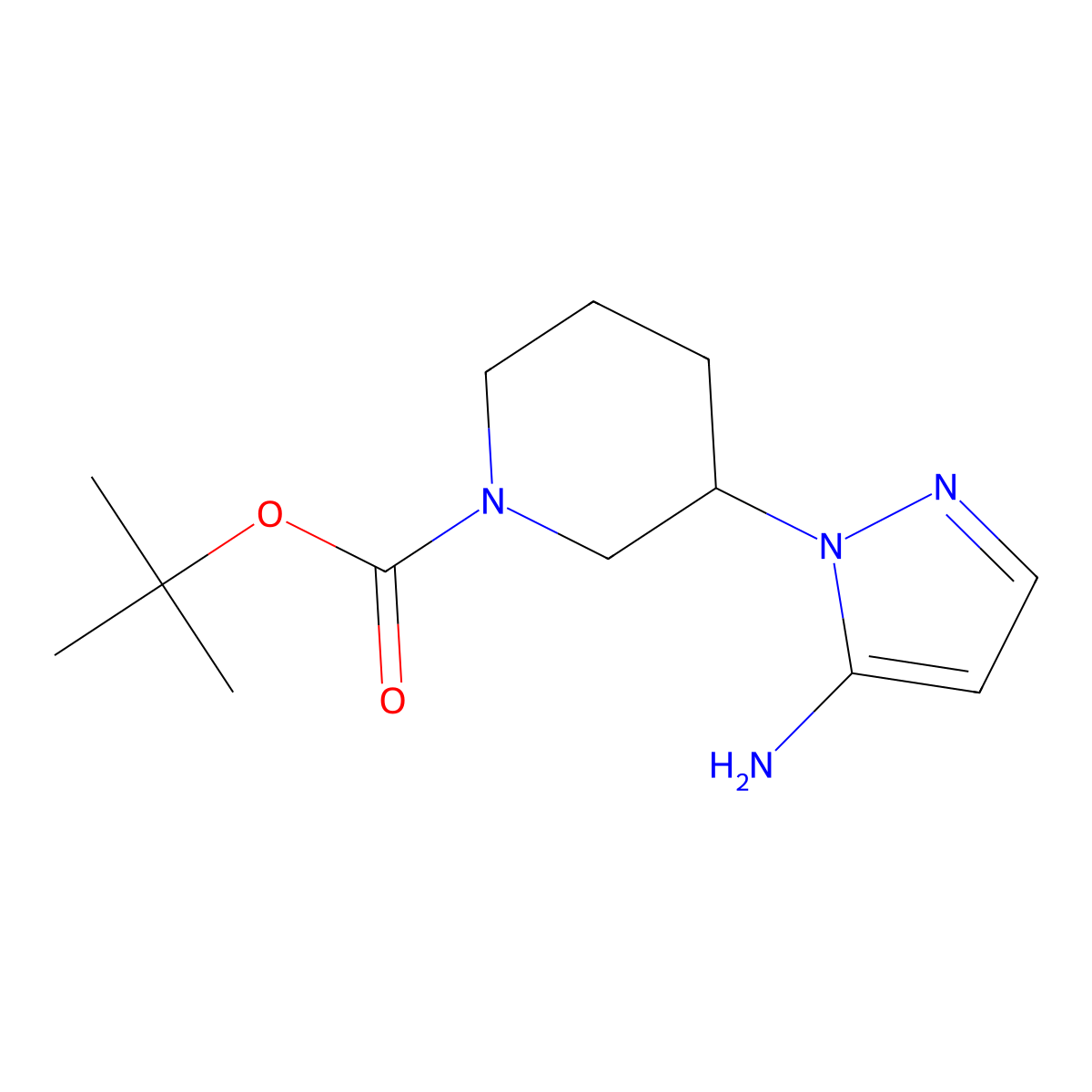 tert-butyl 3-(5-amino-1H-pyrazol-1-yl)piperidine-1-carboxylate molecular structure, CAS 2138143-00-5