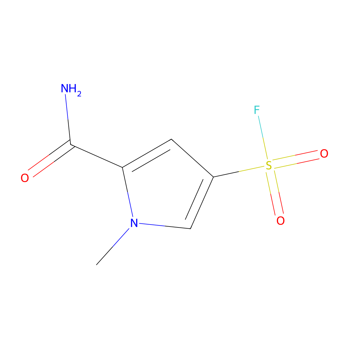 5-carbamoyl-1-methyl-1H-pyrrole-3-sulfonyl fluoride molecular structure, CAS 2138143-65-2
