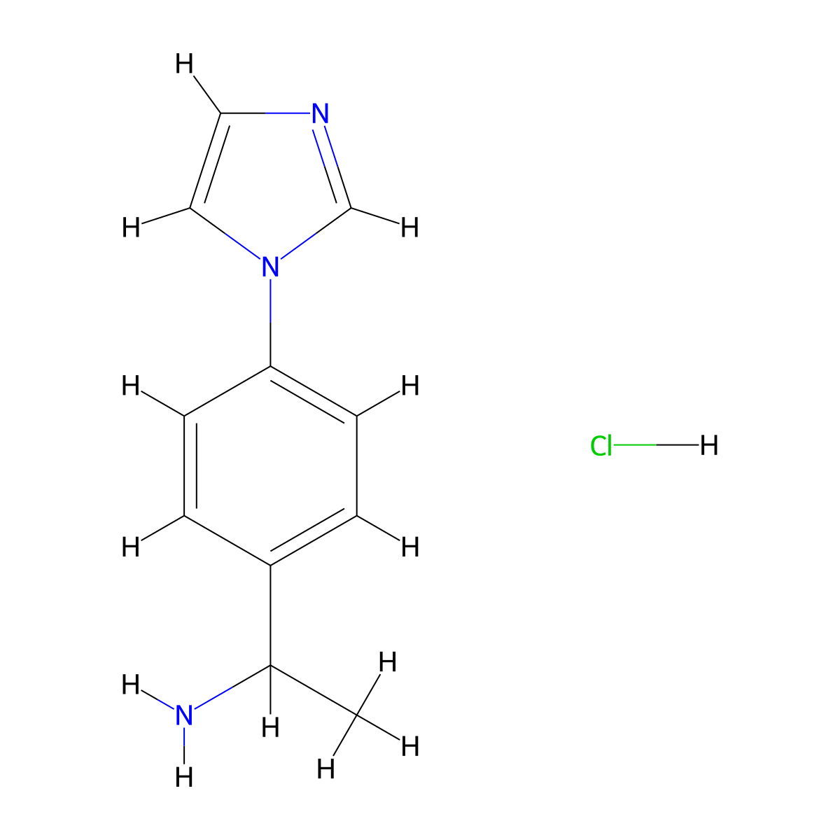 1-[4-(1H-imidazol-1-yl)phenyl]ethan-1-amine hydrochloride molecular structure, CAS 2138144-20-2