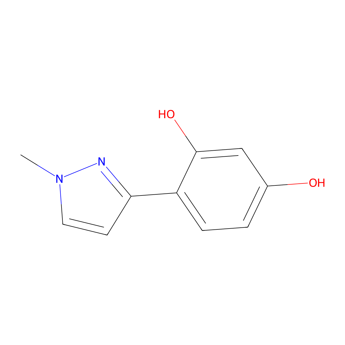 4-(1-methyl-1H-pyrazol-3-yl)benzene-1,3-diol molecular structure, CAS 2138144-21-3
