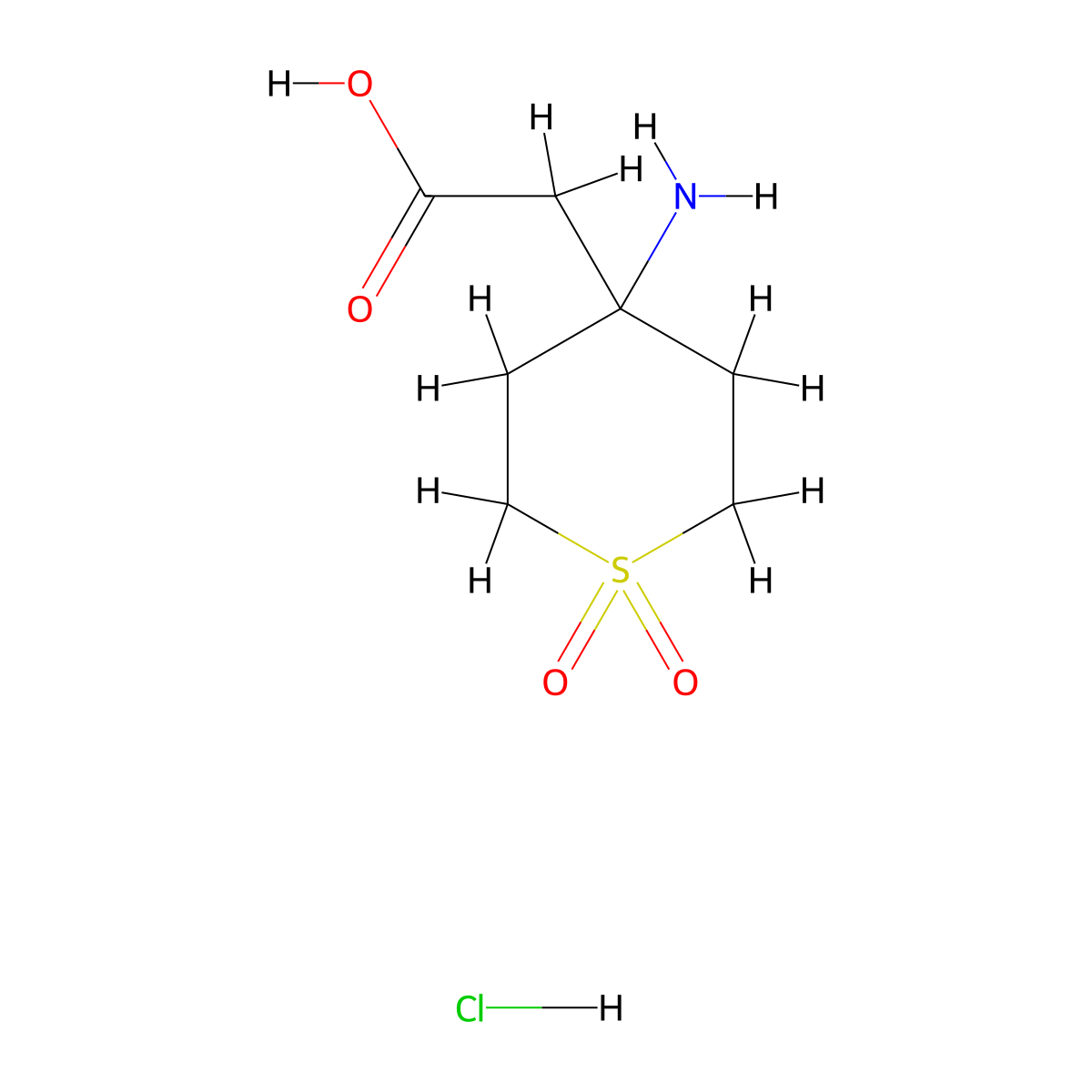 2-(4-Amino-1,1-dioxothian-4-yl)acetic acid;hydrochloride molecular structure, CAS 2138144-40-6