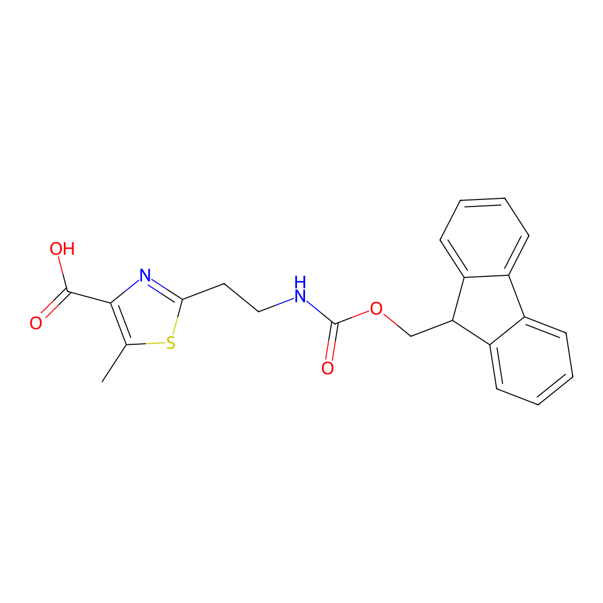 2-[2-({[(9H-fluoren-9-yl)methoxy]carbonyl}amino)ethyl]-5-methyl-1,3-thiazole-4-carboxylic acid molecular structure, CAS 2138144-47-3