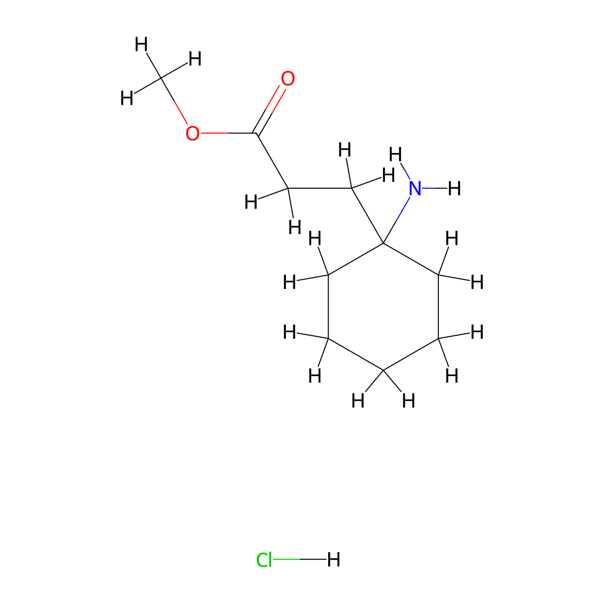 Methyl 3-(1-aminocyclohexyl)propanoate hydrochloride molecular structure, CAS 2138145-33-0