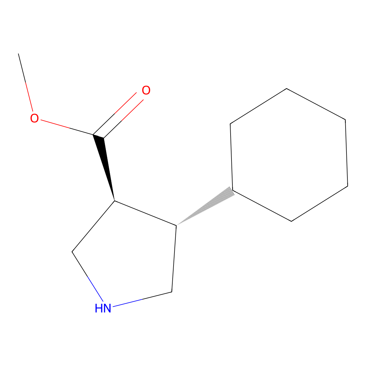 rac-methyl (3R,4R)-4-cyclohexylpyrrolidine-3-carboxylate molecular structure, CAS 2138145-39-6