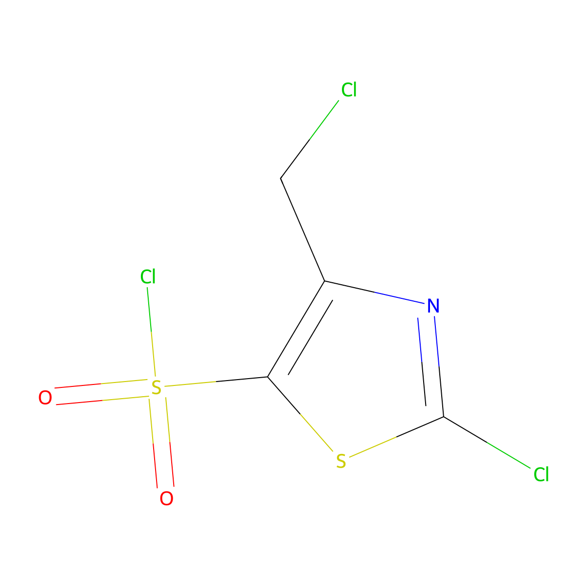2-Chloro-4-(chloromethyl)-1,3-thiazole-5-sulfonyl chloride molecular structure, CAS 2138147-05-2