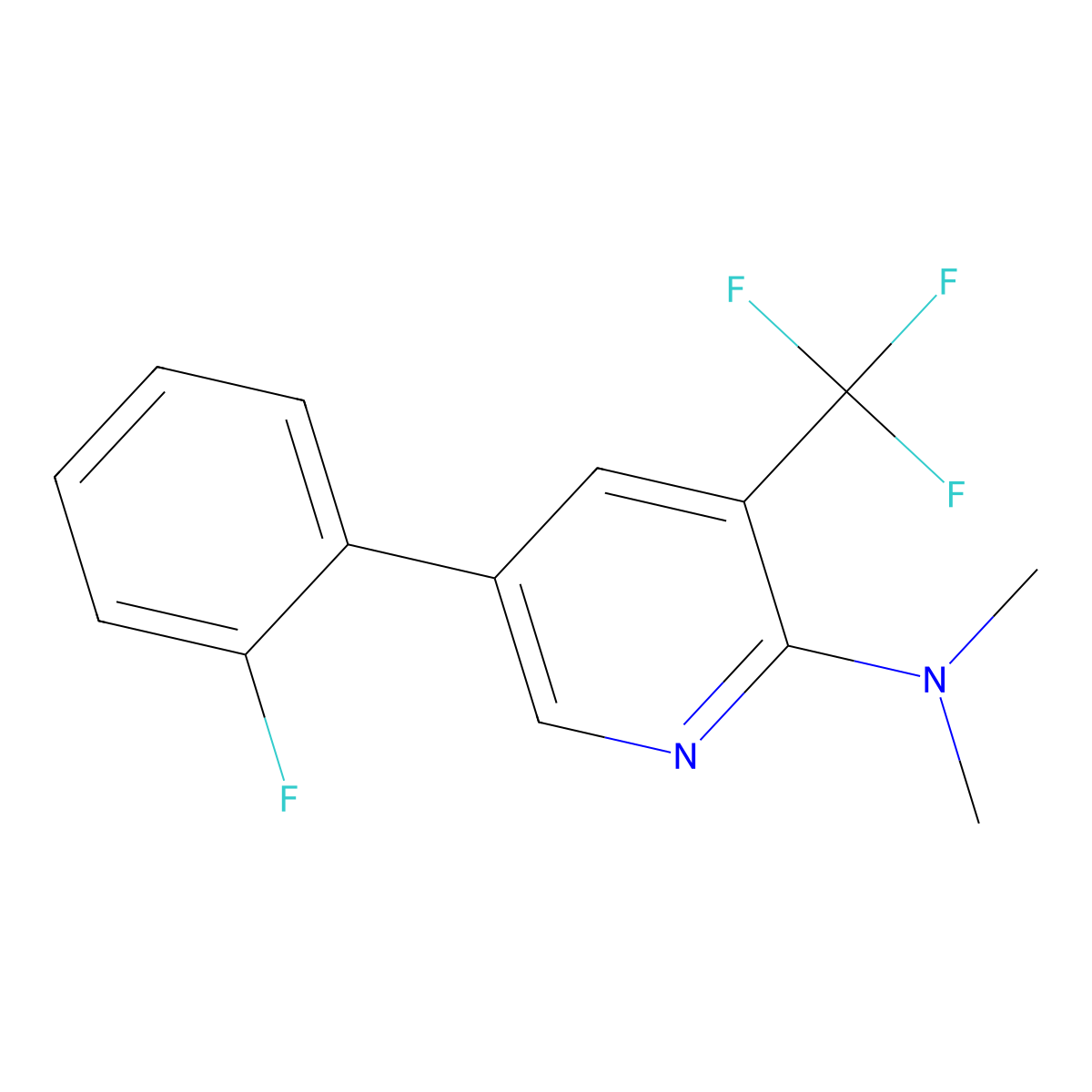 5-(2-fluorophenyl)-N,N-dimethyl-3-(trifluoromethyl)pyridin-2-amine molecular structure, CAS 2138147-88-1