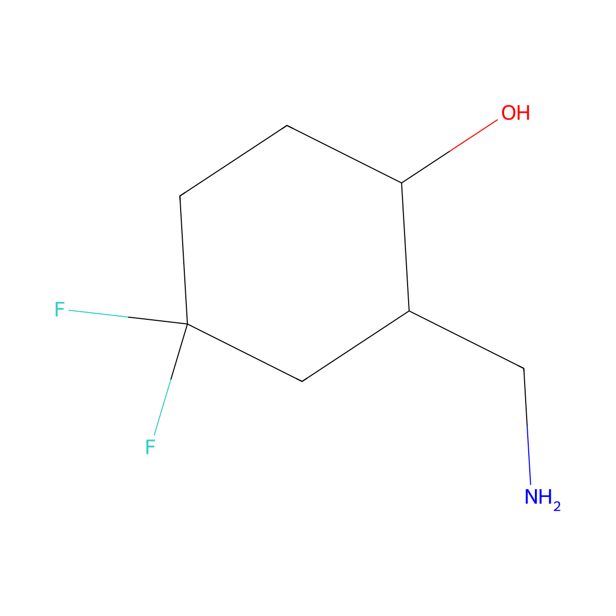 2-(Aminomethyl)-4,4-difluorocyclohexan-1-ol molecular structure, CAS 2138147-91-6