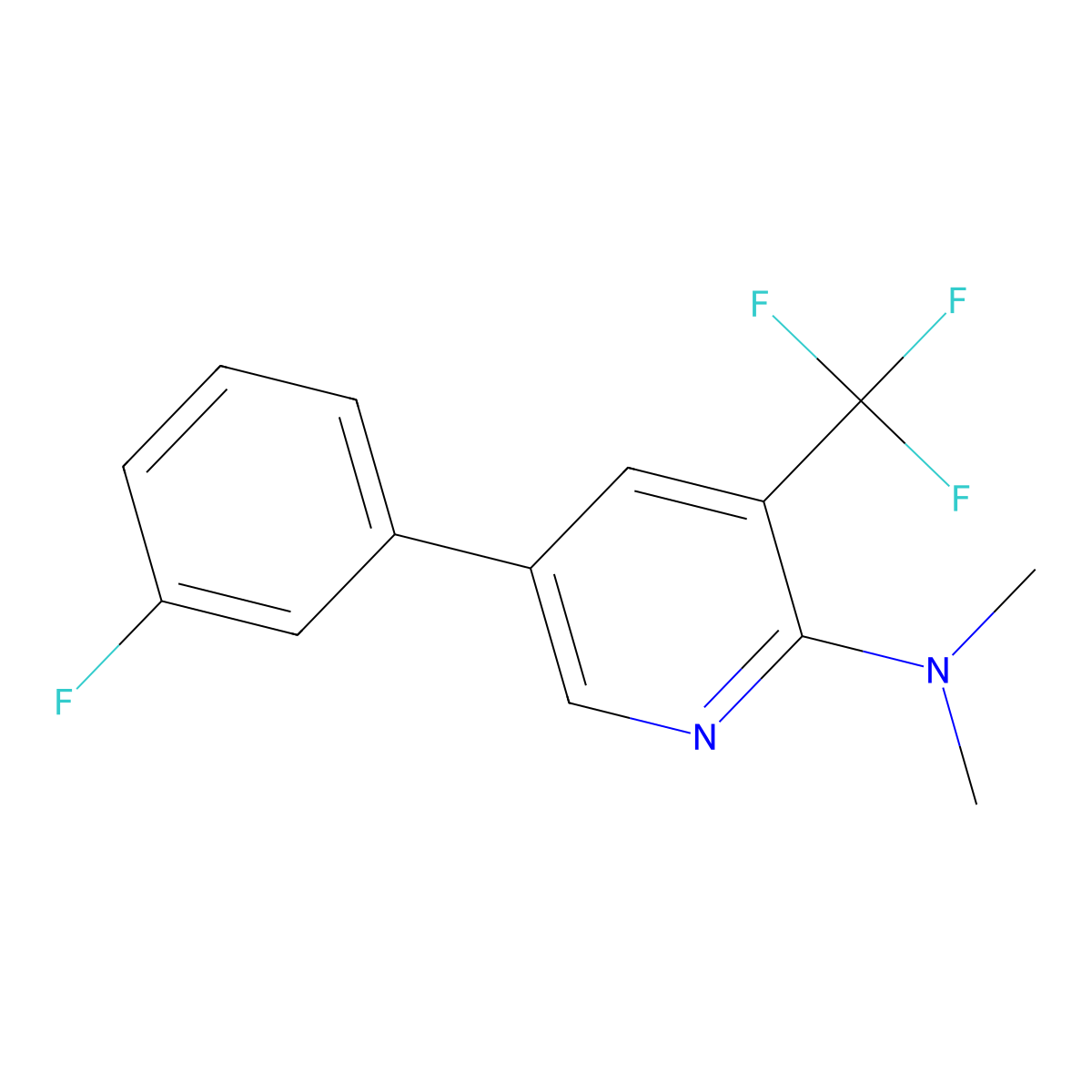 5-(3-fluorophenyl)-N,N-dimethyl-3-(trifluoromethyl)pyridin-2-amine molecular structure, CAS 2138147-96-1