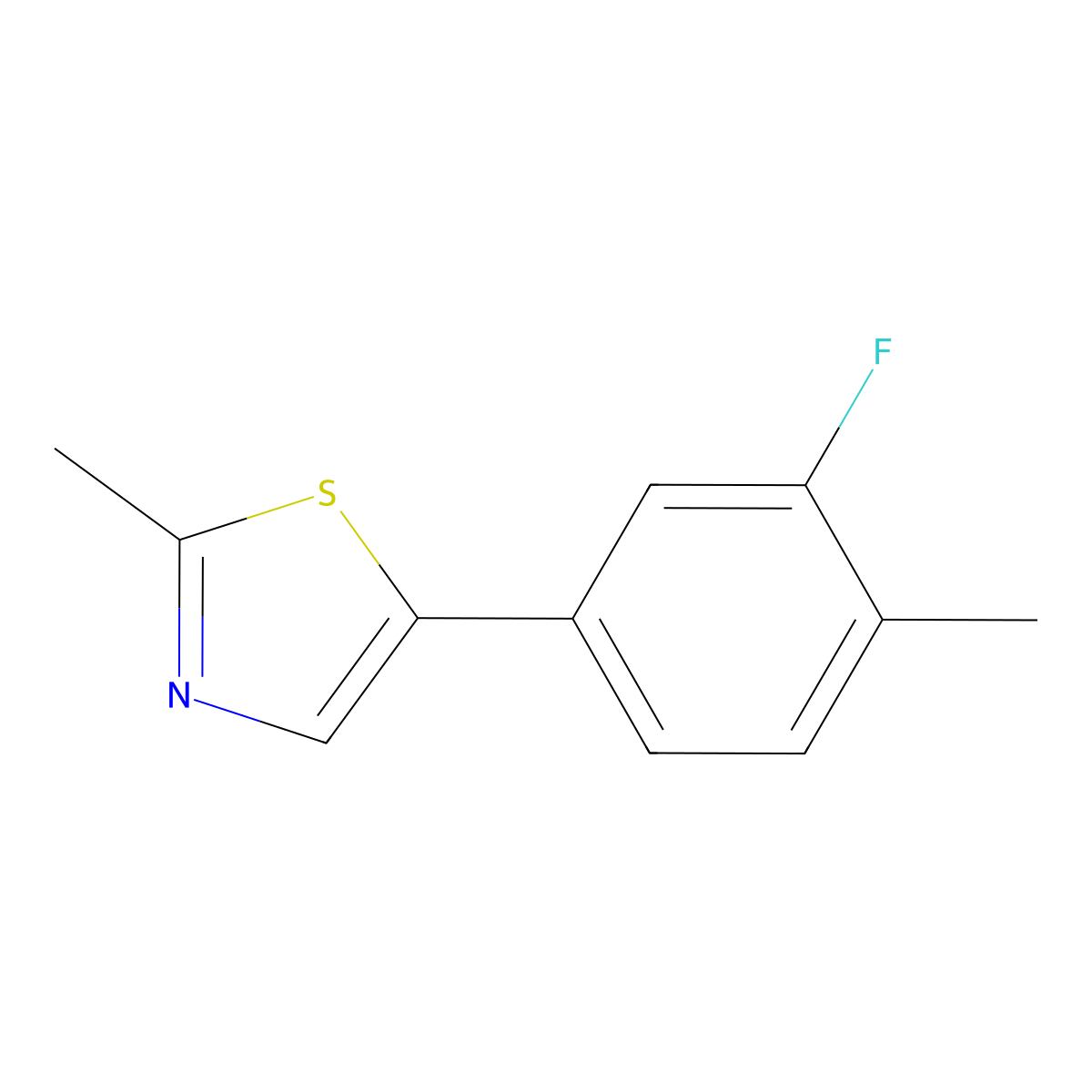 5-(3-Fluoro-4-methylphenyl)-2-methyl-1,3-thiazole molecular structure, CAS 2138148-20-4