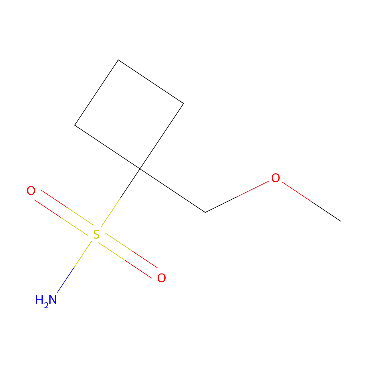 1-(Methoxymethyl)cyclobutane-1-sulfonamide molecular structure, CAS 2138149-00-3