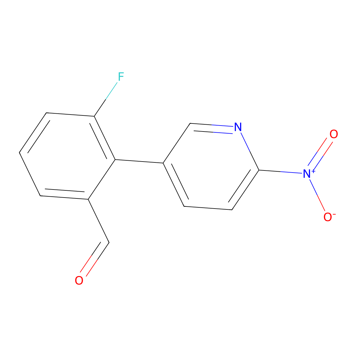 3-Fluoro-2-(6-nitropyridin-3-yl)benzaldehyde molecular structure, CAS 2138149-61-6