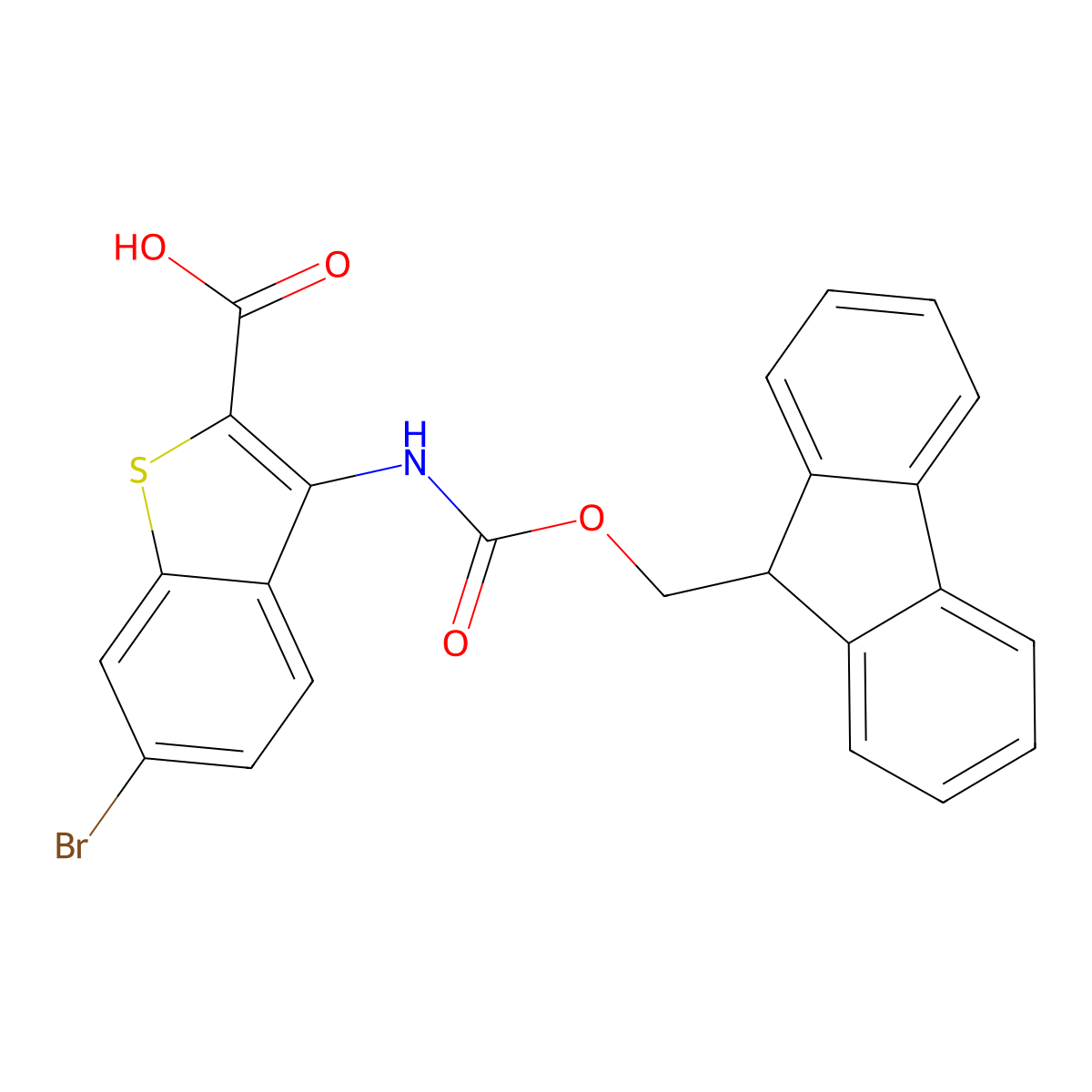 6-bromo-3-({[(9H-fluoren-9-yl)methoxy]carbonyl}amino)-1-benzothiophene-2-carboxylic acid molecular structure, CAS 2138149-86-5