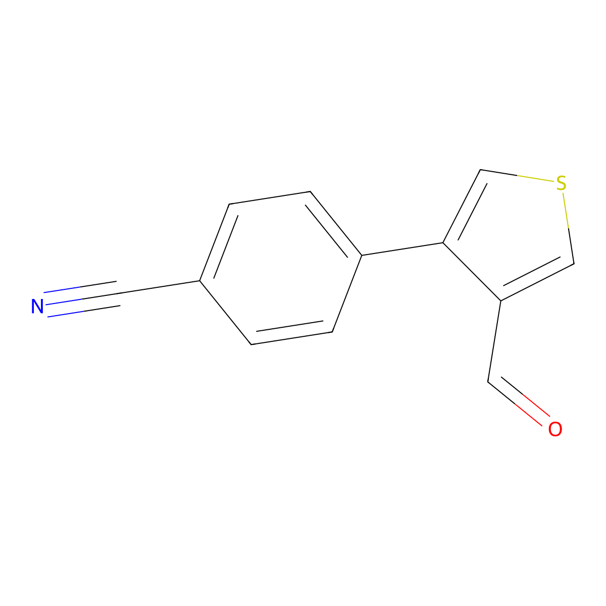 4-(4-Formylthiophen-3-yl)benzonitrile molecular structure, CAS 2138151-21-8