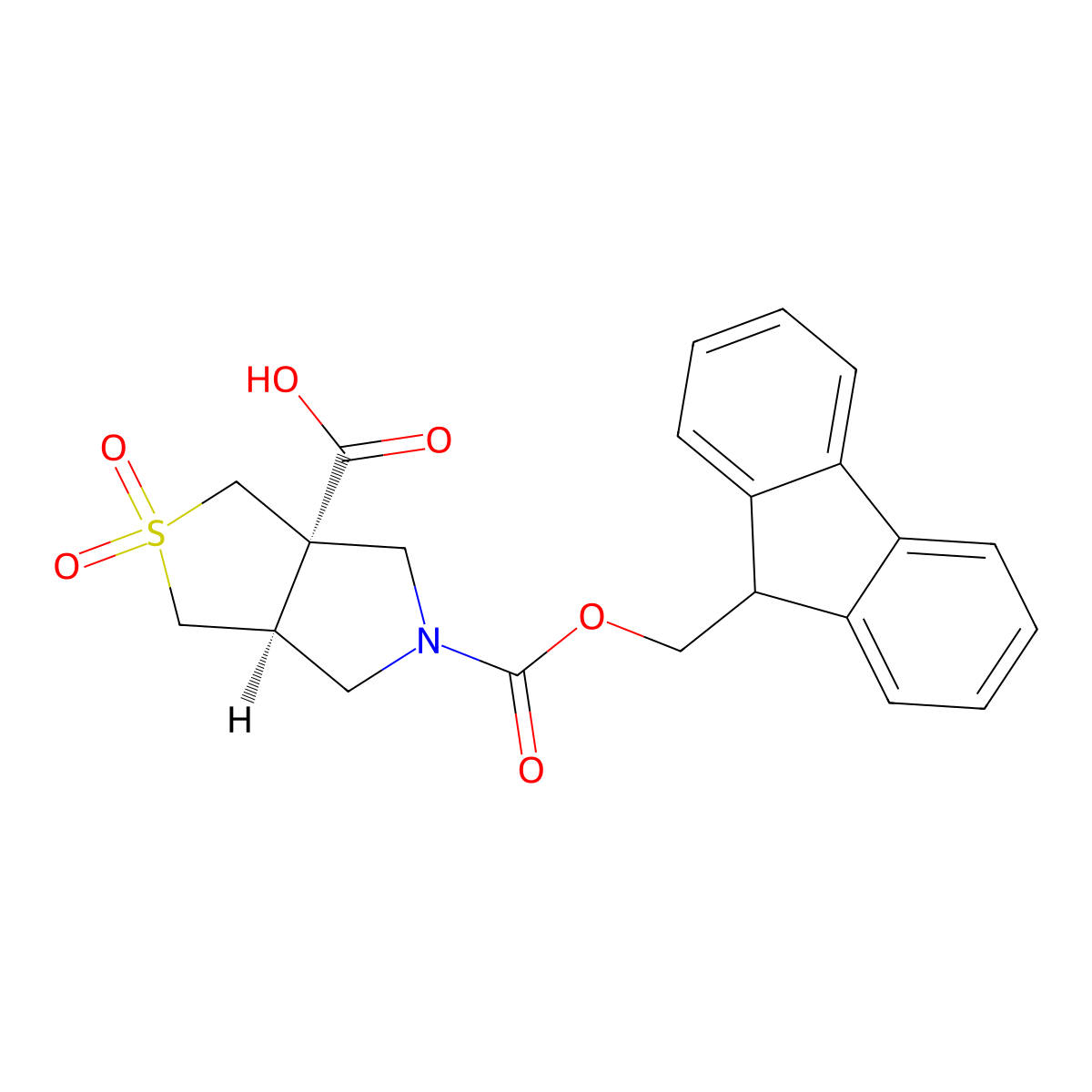 rac-(3aR,6aS)-5-{[(9H-fluoren-9-yl)methoxy]carbonyl}-2,2-dioxo-hexahydro-1H-2lambda6-thieno[3,4-c]pyrrole-3a-carboxylicacid molecular structure, CAS 2138151-93-4