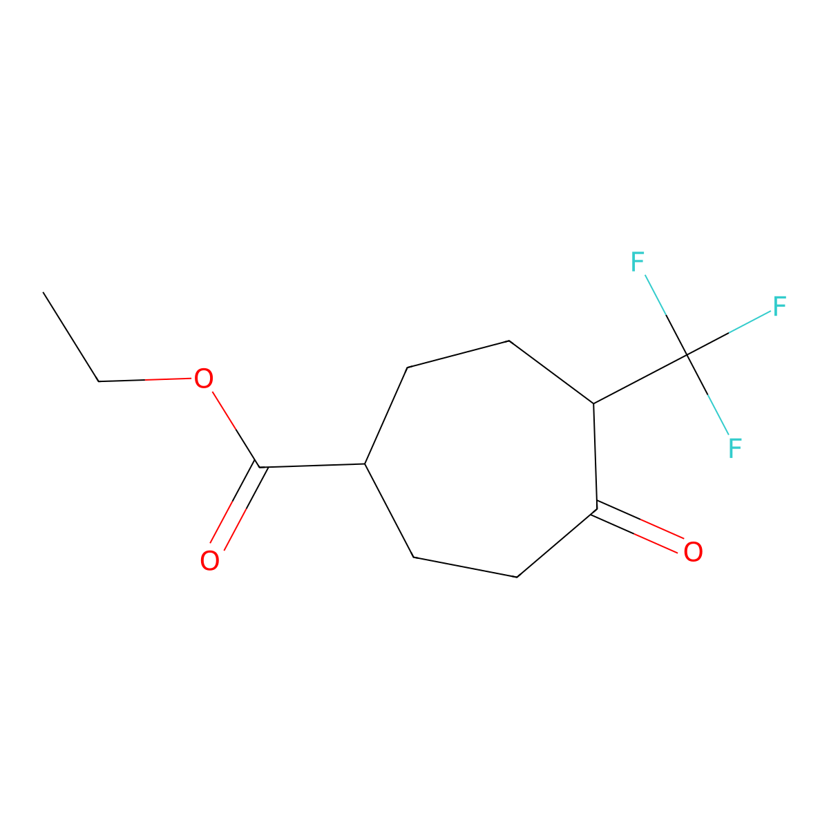 Ethyl 4-oxo-5-(trifluoromethyl)cycloheptane-1-carboxylate molecular structure, CAS 2138151-98-9