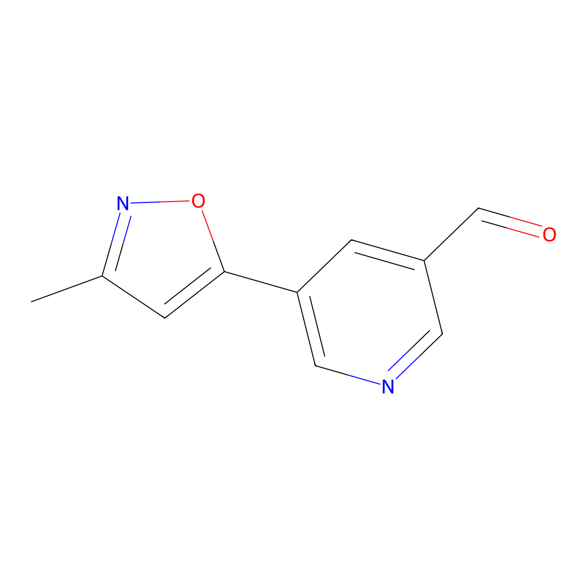 5-(3-Methyl-1,2-oxazol-5-yl)pyridine-3-carbaldehyde molecular structure, CAS 2138152-37-9