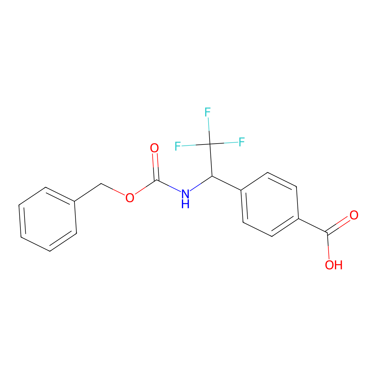 4-(1-{[(Benzyloxy)carbonyl]amino}-2,2,2-trifluoroethyl)benzoic acid molecular structure, CAS 2138152-50-6