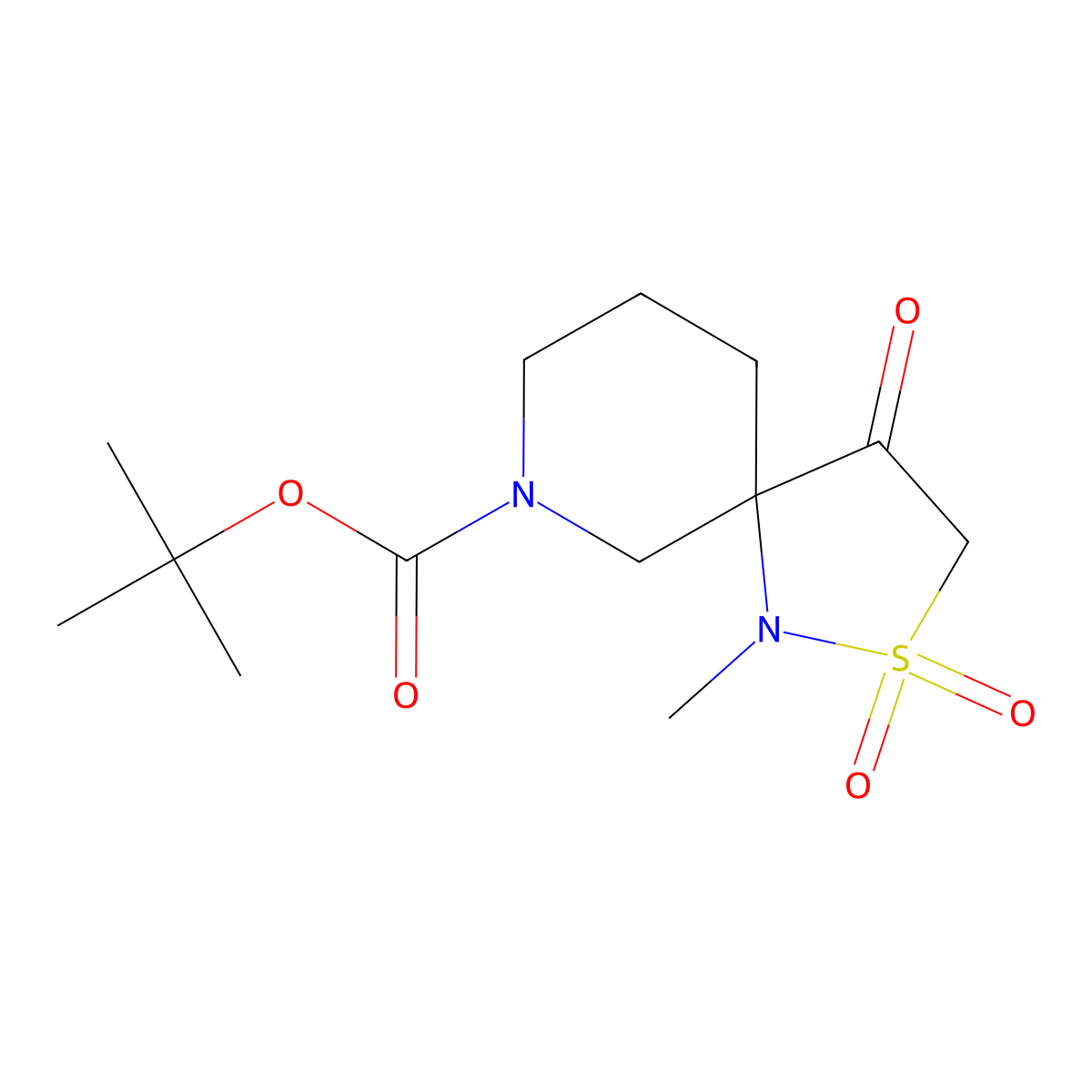 Tert-butyl1-methyl-2,2,4-trioxo-2lambda6-thia-1,7-diazaspiro[4.5]decane-7-carboxylate molecular structure, CAS 2138152-79-9