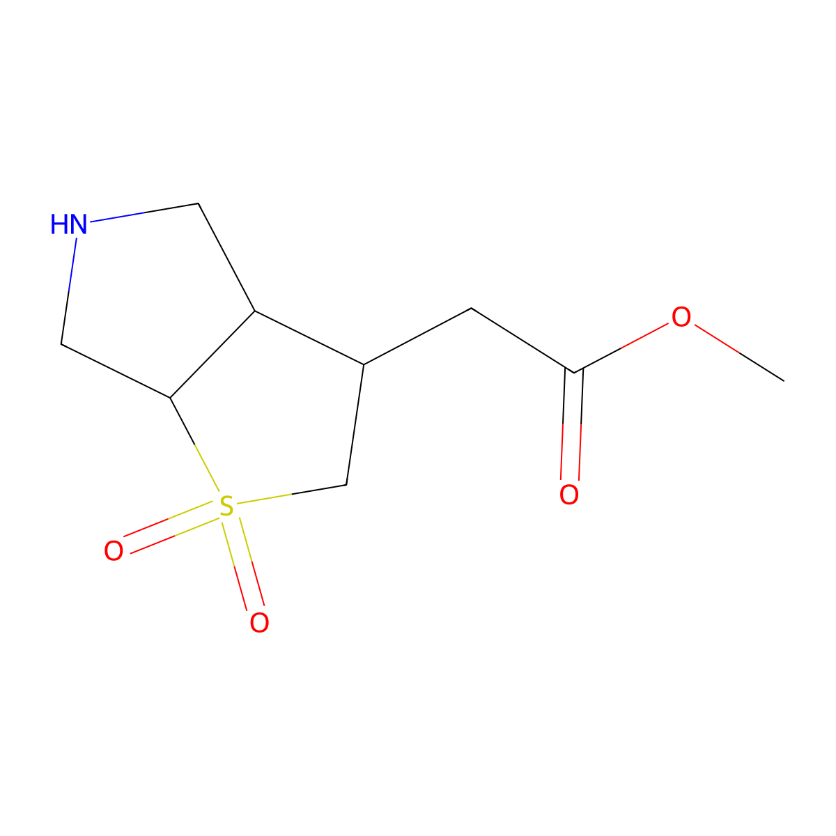methyl 2-{1,1-dioxo-hexahydro-2H-1lambda6-thieno[2,3-c]pyrrol-3-yl}acetate molecular structure, CAS 2138153-83-8