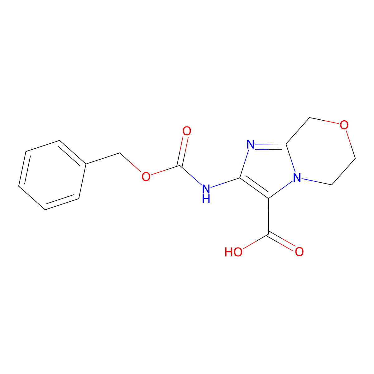 2-{[(benzyloxy)carbonyl]amino}-5H,6H,8H-imidazo[2,1-c][1,4]oxazine-3-carboxylic acid molecular structure, CAS 2138154-59-1