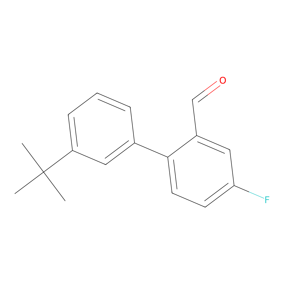 2-(3-Tert-butylphenyl)-5-fluorobenzaldehyde molecular structure, CAS 2138154-98-8