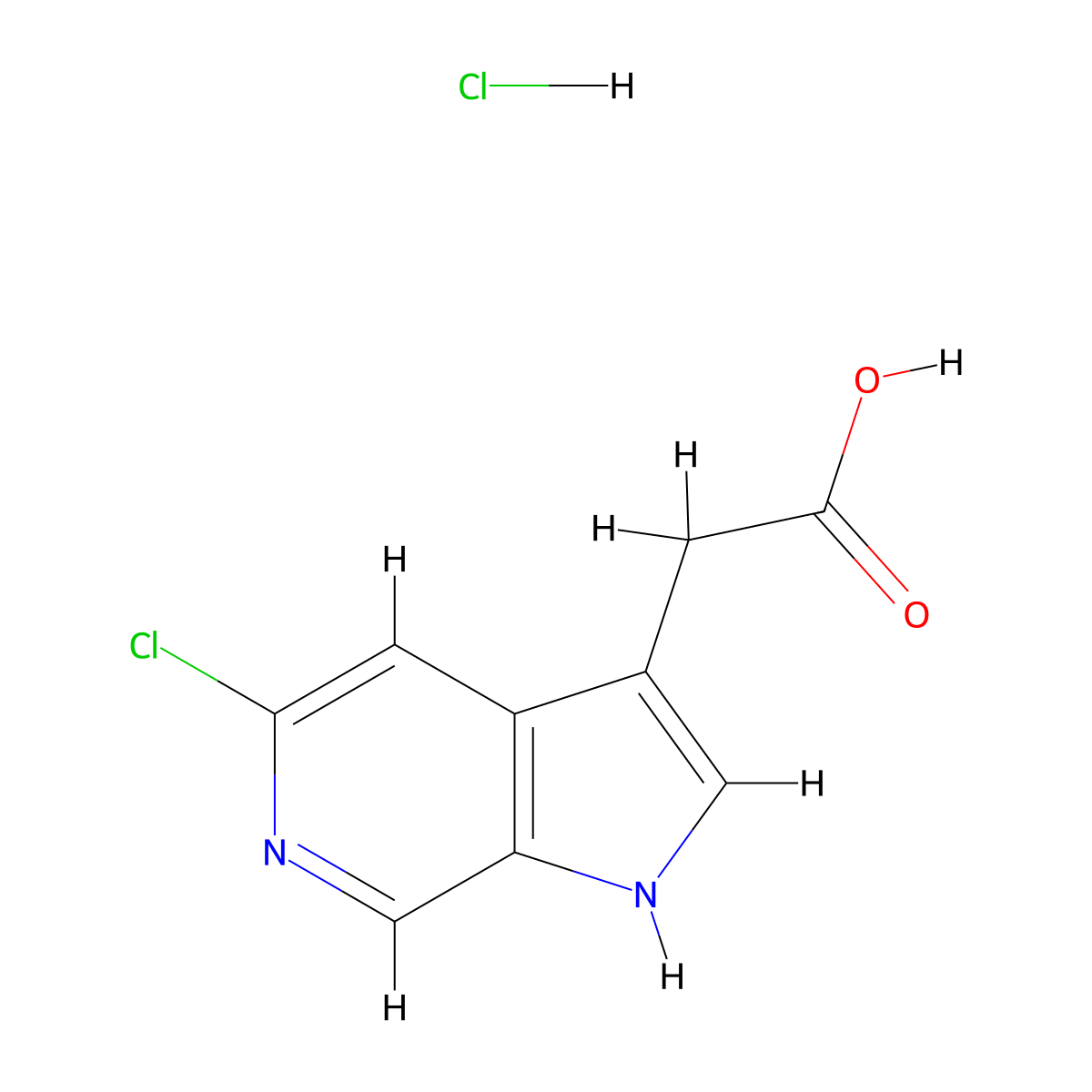 2-{5-chloro-1H-pyrrolo[2,3-c]pyridin-3-yl}acetic acid hydrochloride molecular structure, CAS 2138155-01-6