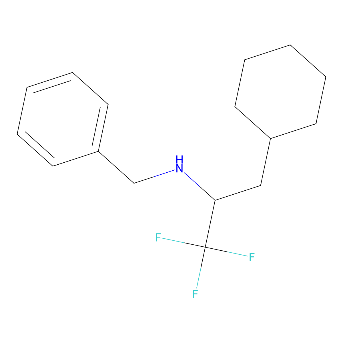 N-benzyl-3-cyclohexyl-1,1,1-trifluoro-propan-2-amine molecular structure, CAS 2138155-78-7