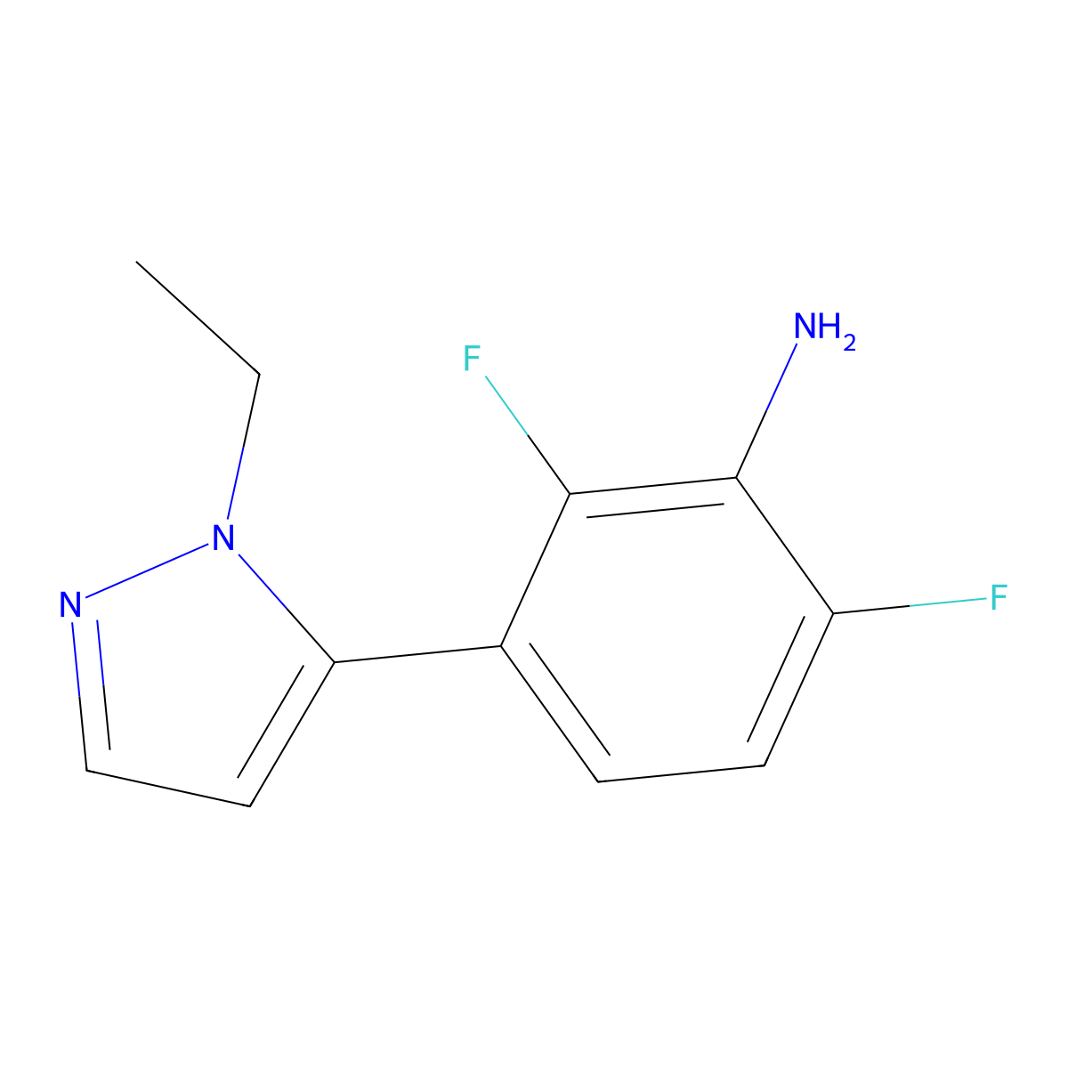 3-(1-ethyl-1H-pyrazol-5-yl)-2,6-difluoroaniline molecular structure, CAS 2138155-93-6