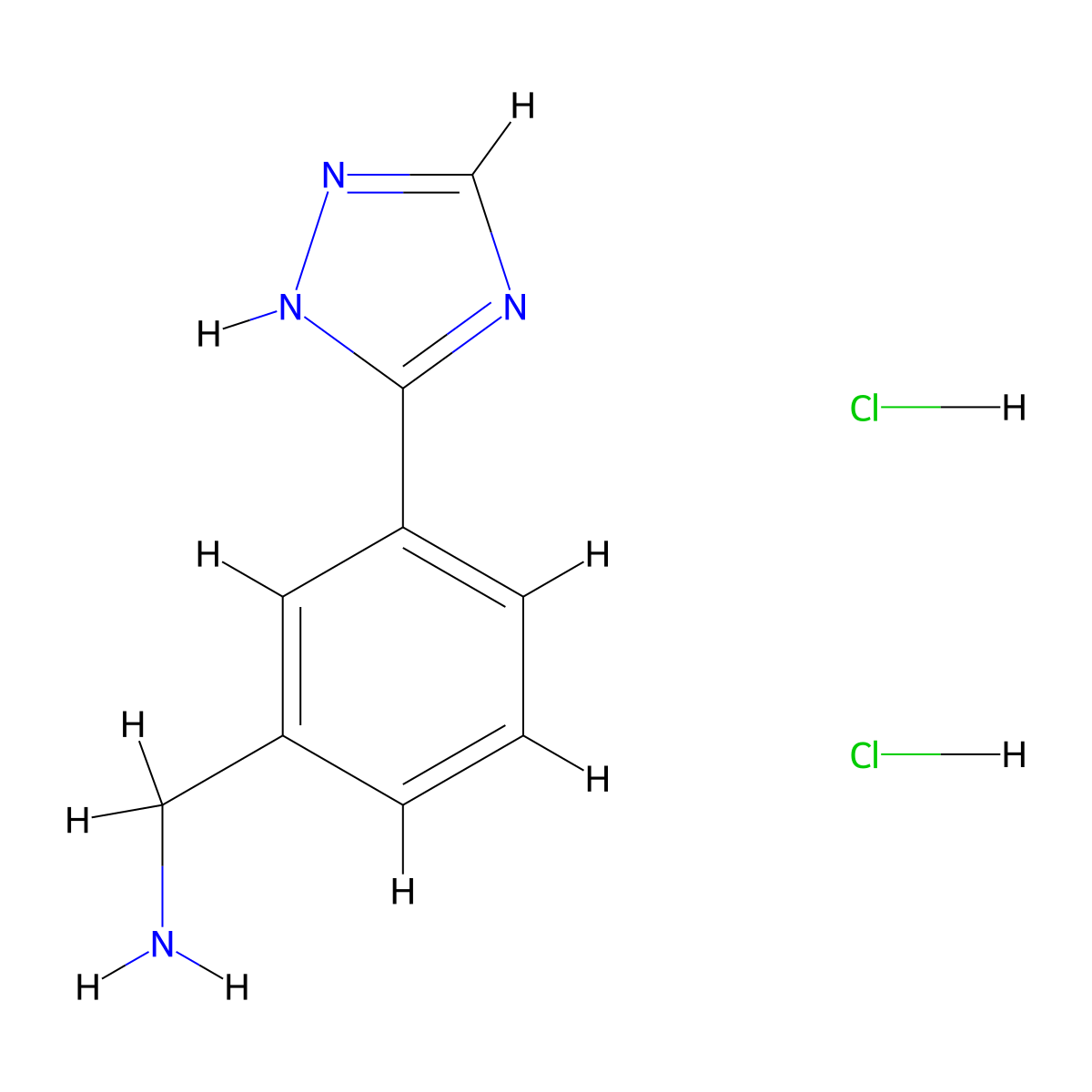 [3-(1H-1,2,4-triazol-3-yl)phenyl]methanamine dihydrochloride molecular structure, CAS 2138157-46-5
