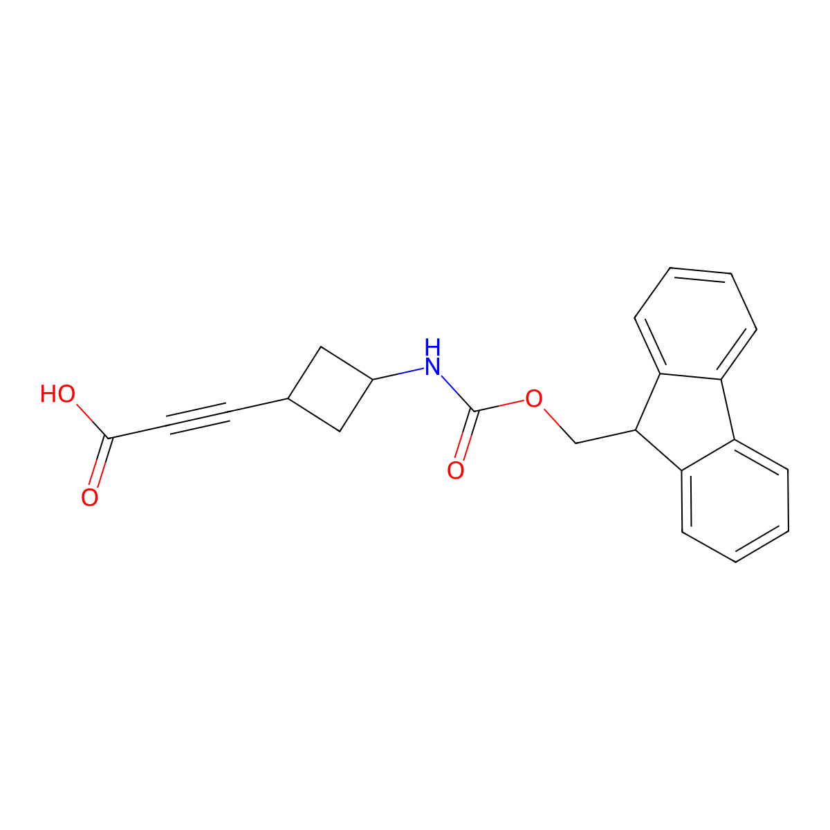 3-[3-({[(9H-fluoren-9-yl)methoxy]carbonyl}amino)cyclobutyl]prop-2-ynoic acid molecular structure, CAS 2138157-60-3