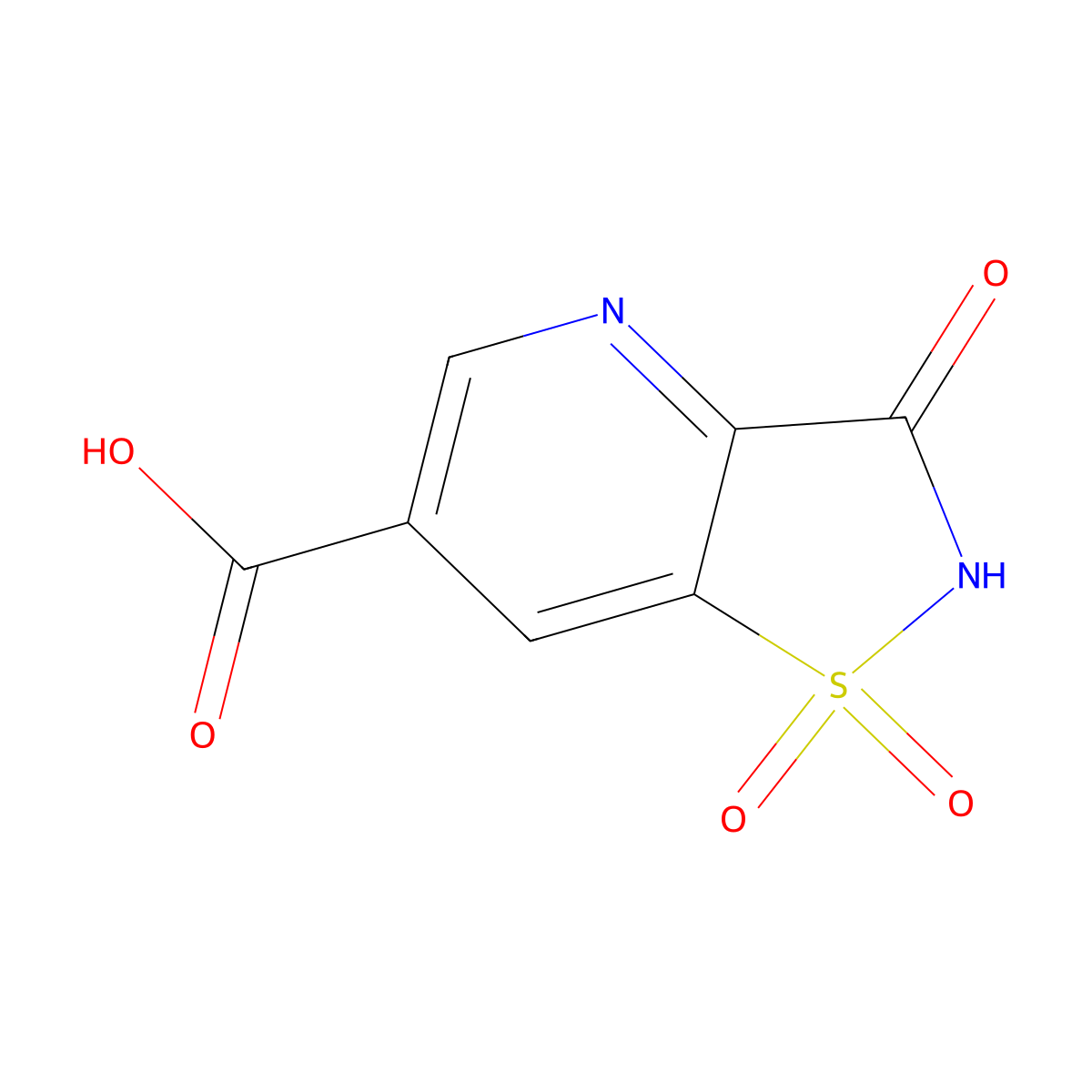 1,1,3-trioxo-2H,3H-1lambda6-(1,2)thiazolo(4,5-b)pyridine-6-carboxylic acid molecular structure, CAS 2138157-71-6
