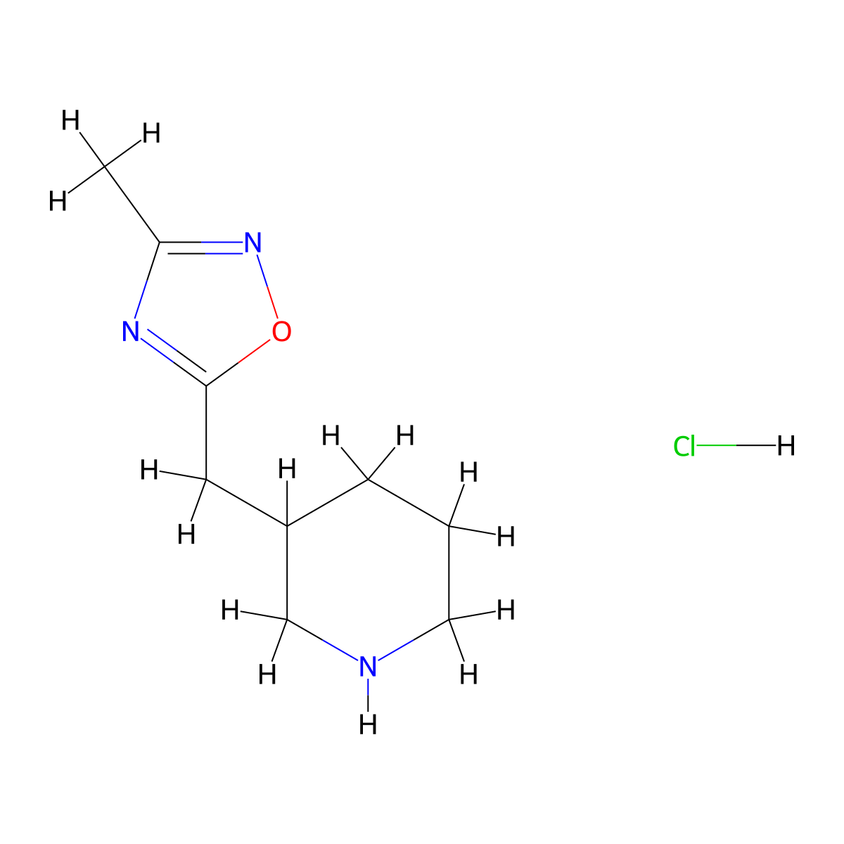 3-[(3-Methyl-1,2,4-oxadiazol-5-yl)methyl]piperidine hydrochloride molecular structure, CAS 2138157-75-0
