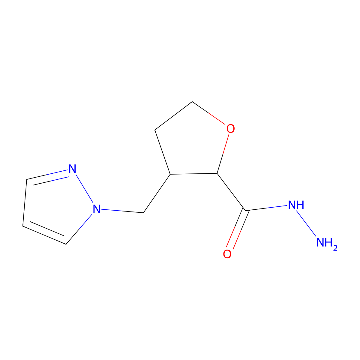 3-[(1H-pyrazol-1-yl)methyl]oxolane-2-carbohydrazide molecular structure, CAS 2138157-82-9