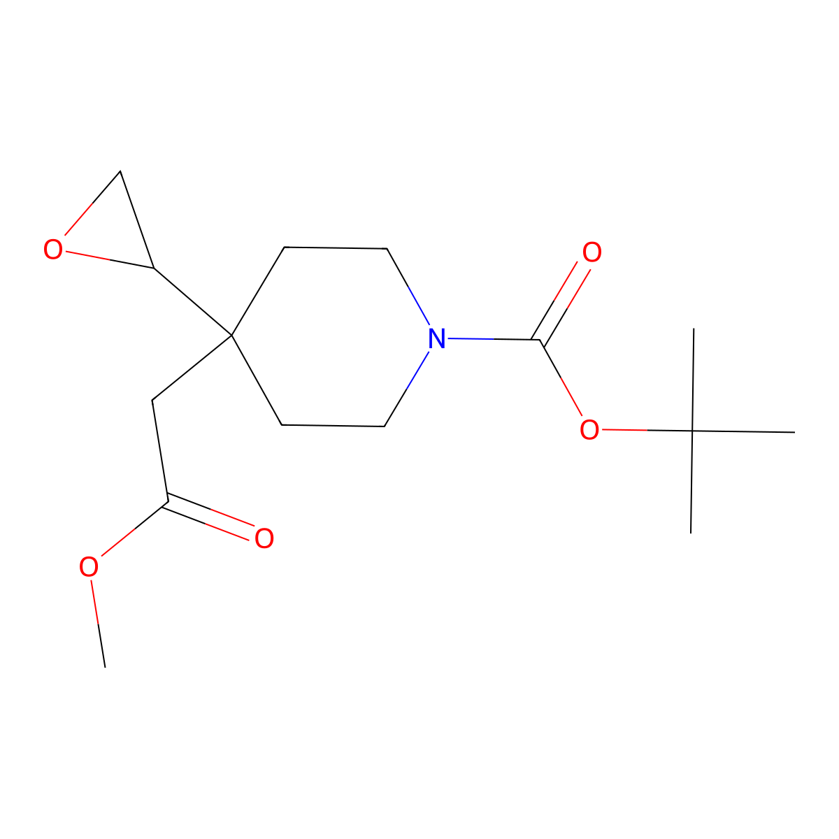 Tert-butyl 4-(2-methoxy-2-oxoethyl)-4-(oxiran-2-yl)piperidine-1-carboxylate molecular structure, CAS 2138158-21-9