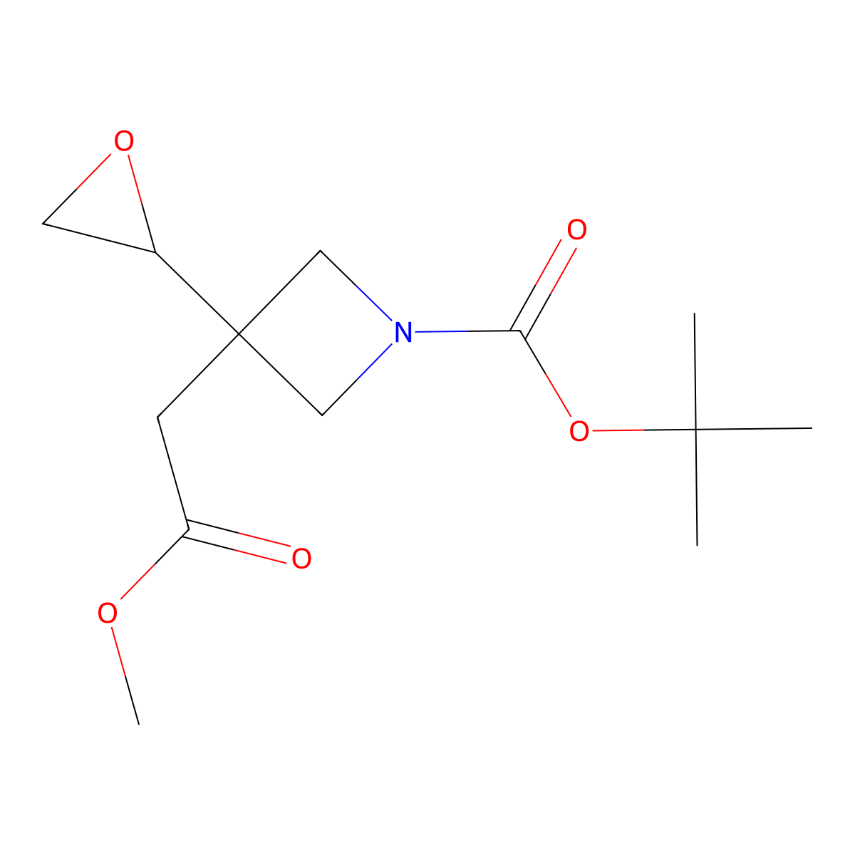 Tert-butyl 3-(2-methoxy-2-oxoethyl)-3-(oxiran-2-yl)azetidine-1-carboxylate molecular structure, CAS 2138158-38-8