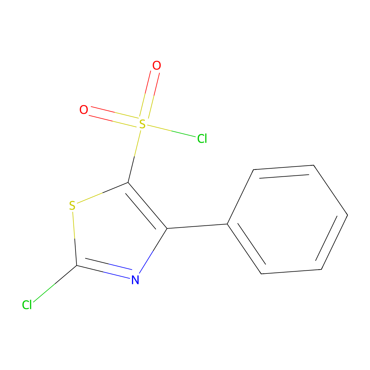 2-Chloro-4-phenyl-1,3-thiazole-5-sulfonyl chloride molecular structure, CAS 2138159-10-9
