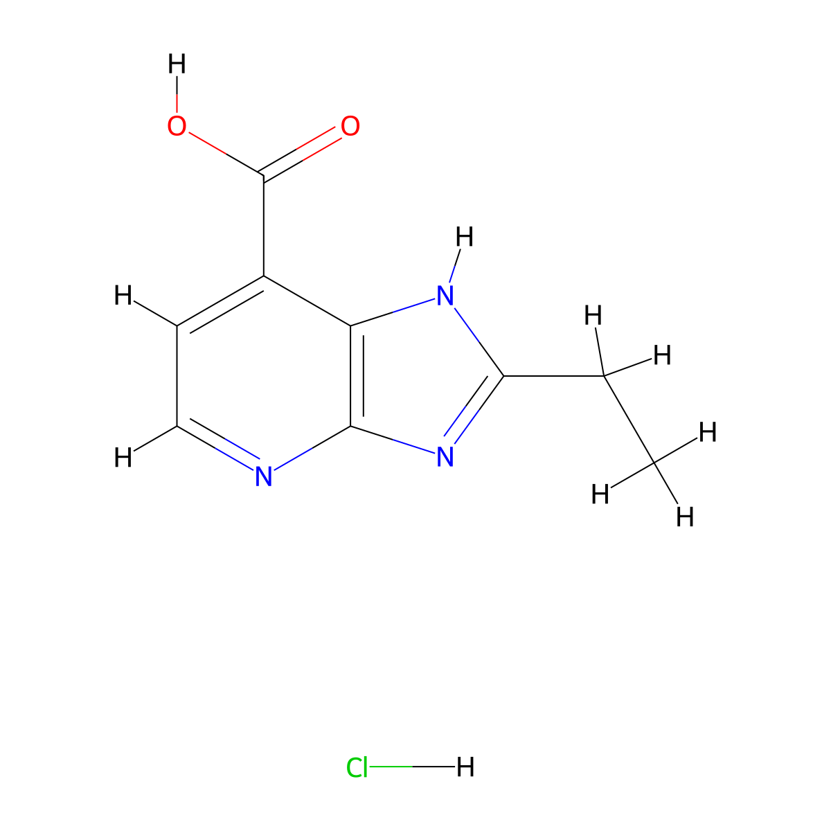 2-ethyl-3H-imidazo[4,5-b]pyridine-7-carboxylic acid hydrochloride molecular structure, CAS 2138159-42-7