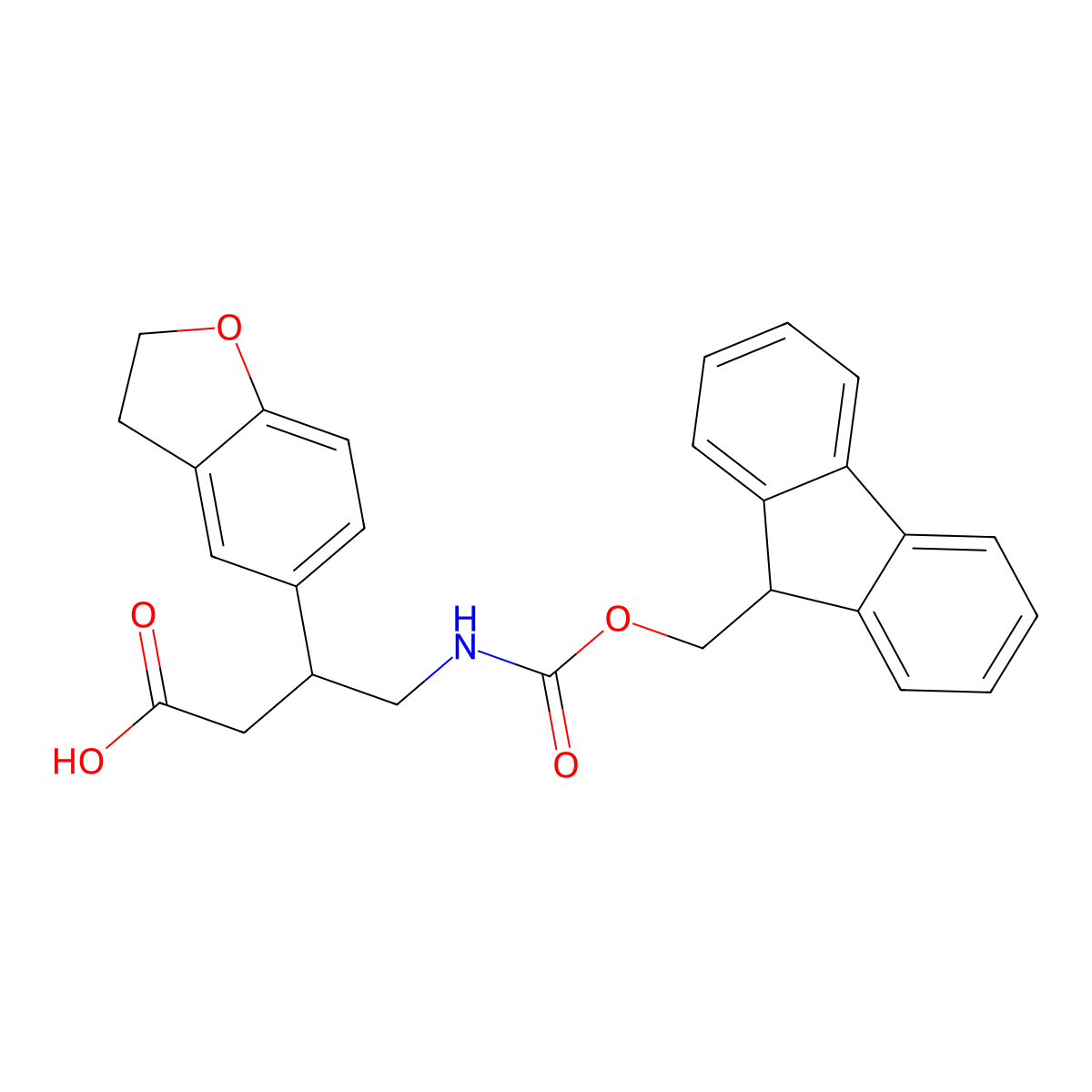 3-(2,3-dihydro-1-benzofuran-5-yl)-4-({[(9H-fluoren-9-yl)methoxy]carbonyl}amino)butanoic acid molecular structure, CAS 2138159-55-2