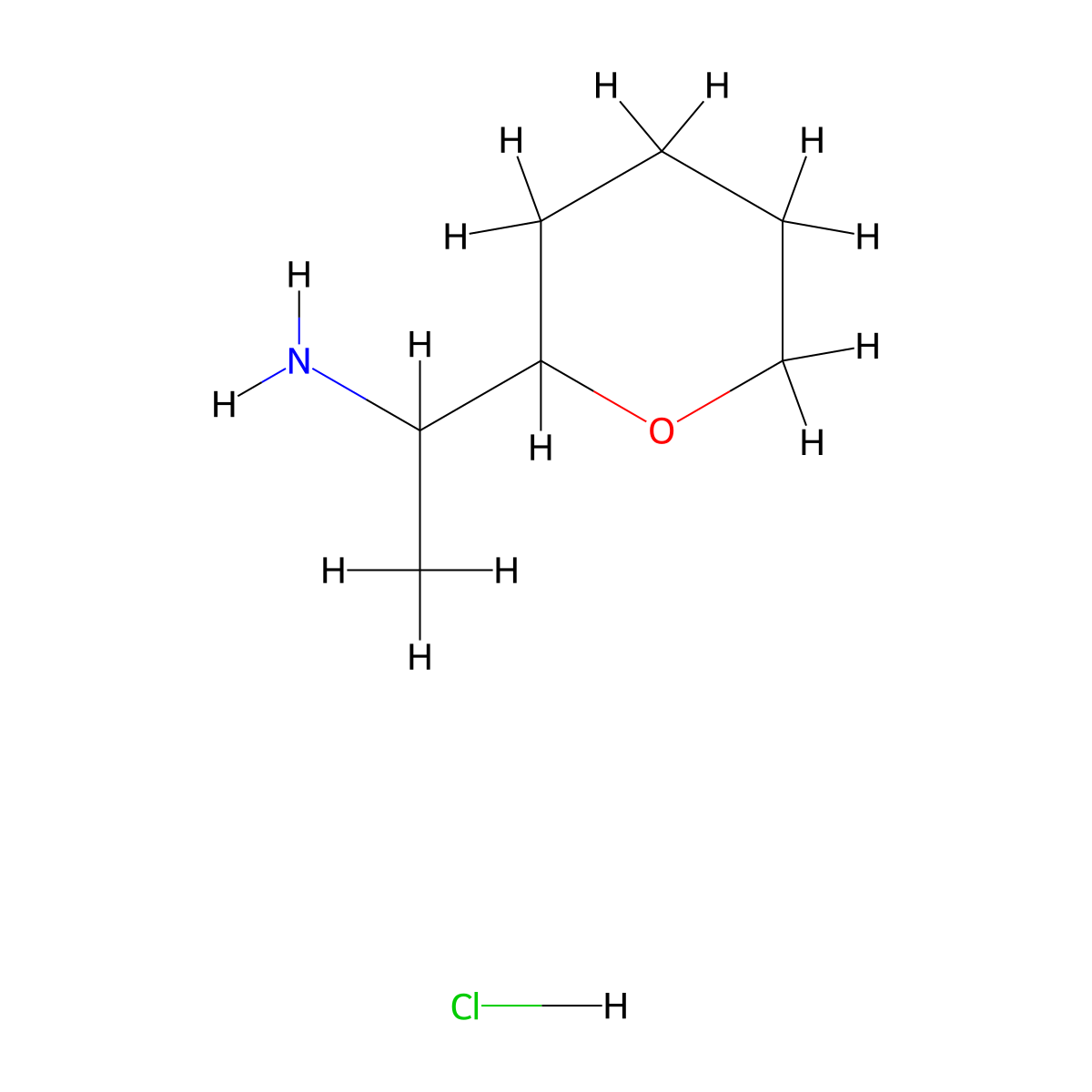 1-(Oxan-2-yl)ethan-1-amine hydrochloride molecular structure, CAS 2138162-70-4