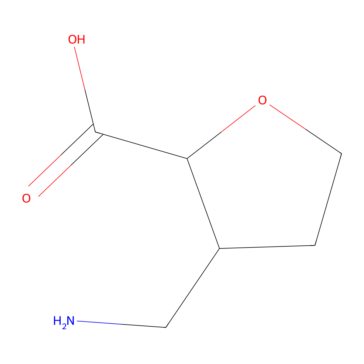 rac-(2R,3R)-3-(aminomethyl)oxolane-2-carboxylic acid molecular structure, CAS 2138163-92-3