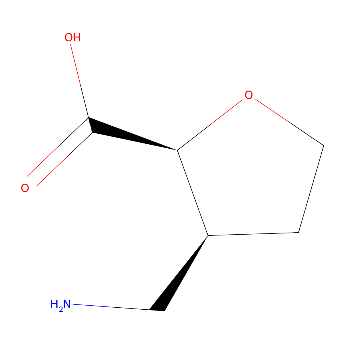 rac-(2R,3R)-3-(aminomethyl)oxolane-2-carboxylic acid molecular structure, CAS 2138163-92-3
