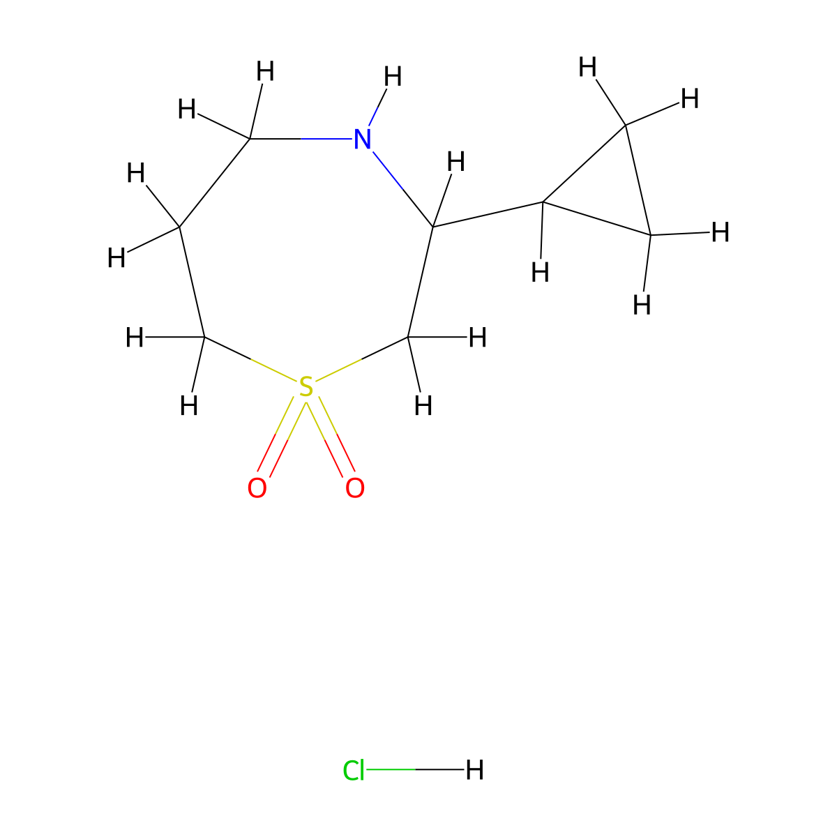3-Cyclopropyl-1lambda6,4-thiazepane-1,1-dione hydrochloride molecular structure, CAS 2138164-22-2