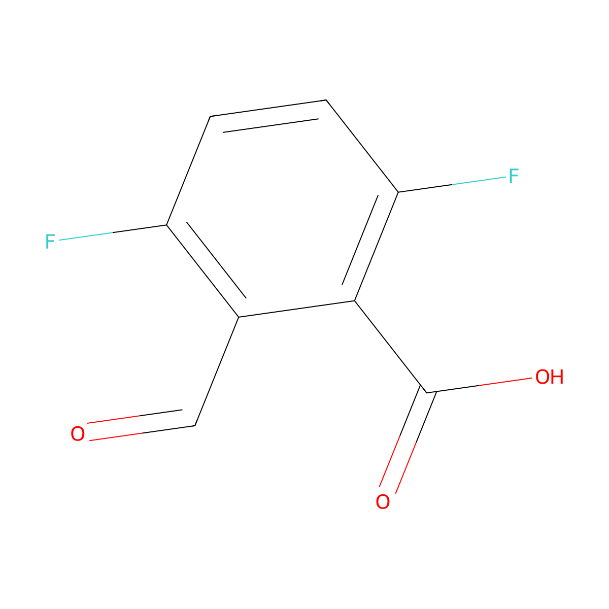 3,6-Difluoro-2-formylbenzoic acid molecular structure, CAS 2138164-58-4